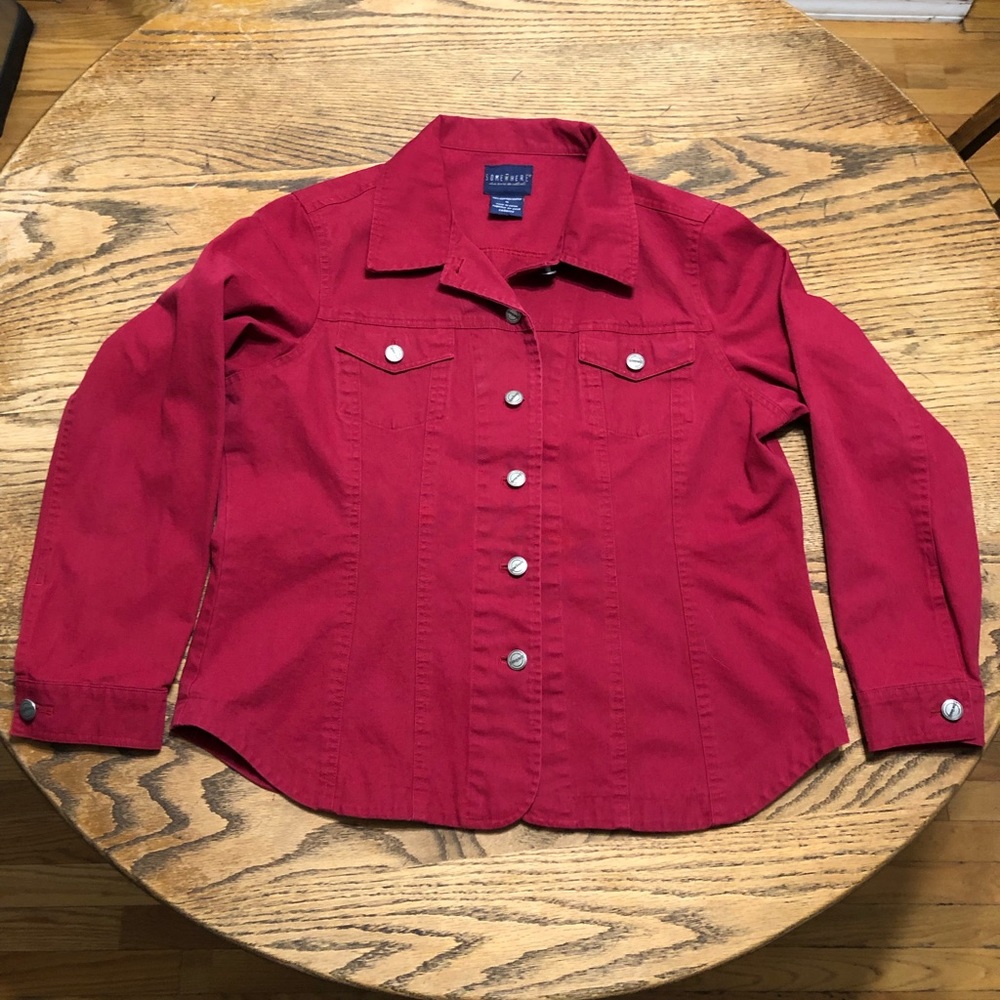 Somewhere Red Jean Jacket